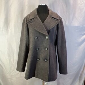 Old Navy Pea Coat Women XL Charcoal Gray Double Breasted Fully Lined Long Sleeve